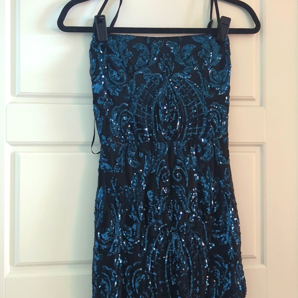 Azalea Formal High Slit Sequin Prom Dress HTF 🔵 & black - Picture 4 of 14